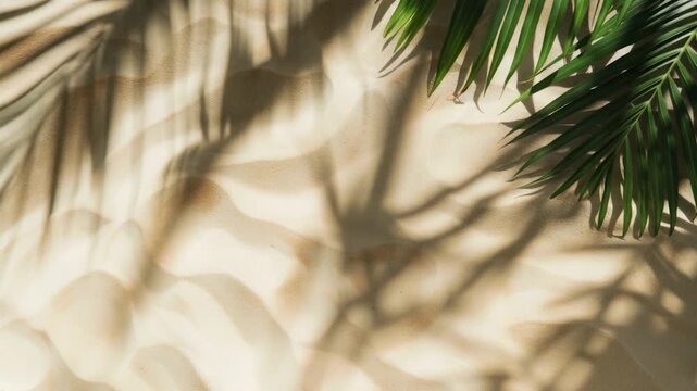 Video A palm tree casts its shadow on a wall, creating a simple yet effective design element