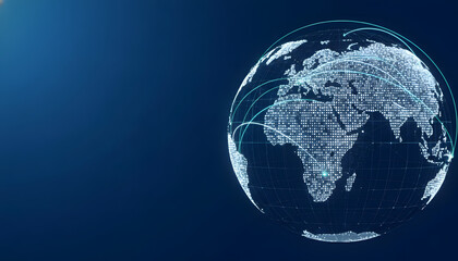 Global Communication Network Background with Digital Earth Globe and Connection Lines in Blue Space