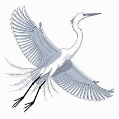 A graceful white bird spreads its wings in flight, representing freedom, elegance, and natural beauty, depicted in a clean and artistic illustration style.
