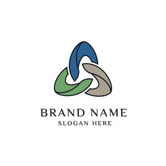 Interlocking Abstract Shapes Forming a Triangle Logo.