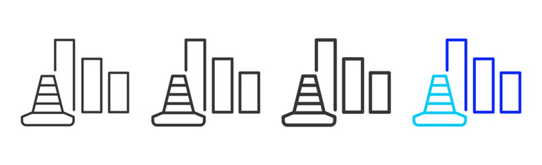 risk monitoring icon set collection in creative outline style for industry featuring multiple thickness variations suitable for workplace standards and operational use