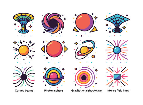 Extreme Gravity Icons. Extreme Gravity. Colorful isometric vecto
