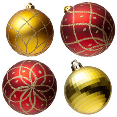 red christmas balls and  gold christmas balls