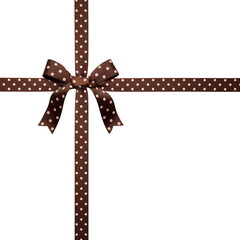 brown bow with pink polka dots