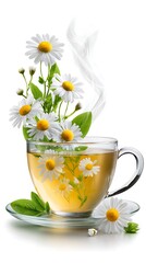 cup of tea with chamomile flowers