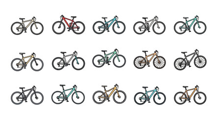 Collection of various bicycle types and models.
