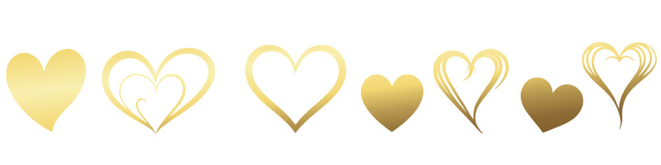 Golden Hearts: A collection of exquisite, golden hearts, radiating warmth and elegance, are arranged against a pristine backdrop, creating a symbol of affection.