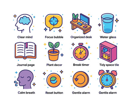 Mental Clarity Icons. Mental clarity. Colorful isometric vector