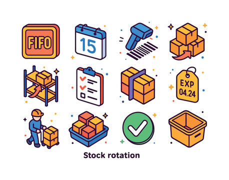 Stock Rotation Icons. Stock rotation. Colorful isometric vector