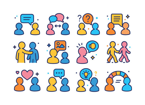 Colorful Communication Icons. Communication techniques. Colorful