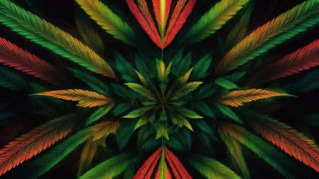 marijuana cannabis leaf Background animation seamless loop evolving 4k