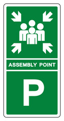 Assembly Point Letters P Symbol Sign, Vector Illustration, Isolated On White Background Label .EPS10