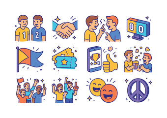 Fototapeta premium Friendly Rivalry Icons. Friendly rivalry. Colorful isometric vec