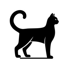  Black & white vector silhouette of a CAT on white background