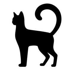  Black & white vector silhouette of a CAT on white background