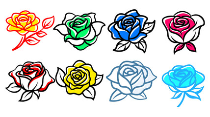 Rose, Flower, Floral, Outline, Line Art, Black and White, Monochrome, Simple, Elegant, Coloring Page, Tattoo Design, Botanical, Drawing, Illustration, Single Flower