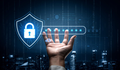 A concept of advanced network security. This system combines password protection with biometric fingerprint authentication and cloud data verification for secure access. Fermion