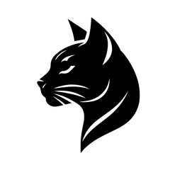  Black & white vector silhouette of a CAT on white background