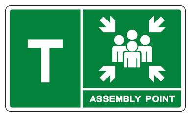 Assembly Point Letters T Symbol Sign, Vector Illustration, Isolated On White Background Label .EPS10