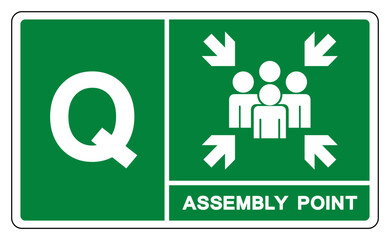 Assembly Point Letters Q Symbol Sign, Vector Illustration, Isolated On White Background Label .EPS10