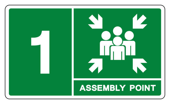 Assembly Point 1 Symbol Sign, Vector Illustration, Isolated On White Background Label .EPS10