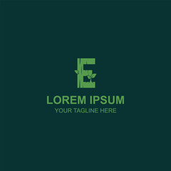 Wooden Texture Letter E Logo Design with Creative Illustration