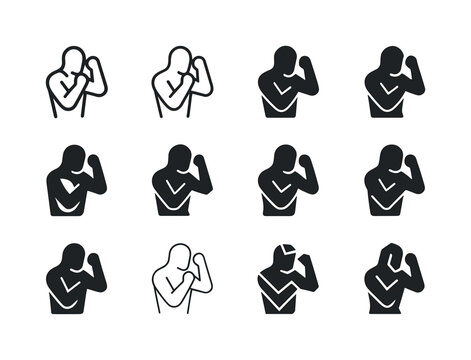 Body Combat Icons. Body combat. Icon set. Set Logo of body comba