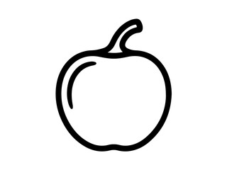 A simple black outline drawing of a single apple on a white background.