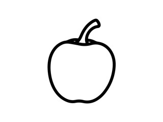 Simple black outline drawing of a single apple with a stem on a white background.