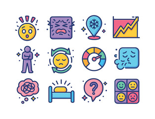Fototapeta premium Emotional Icons Collection. Emotional Responses. Colorful isomet