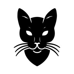  Black & white vector silhouette of a CAT on white background