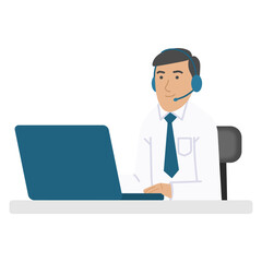 Vector illustration of a customer service / call center employee