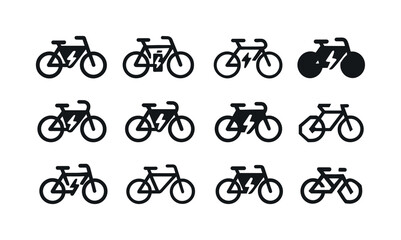 Electric Bicycle Logos. electric bicycles. Icon set. Set Logo of