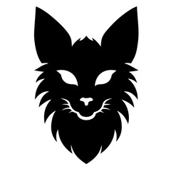  Black & white vector silhouette of a CAT on white background