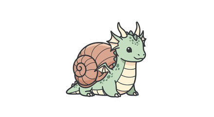 Cute snail dragon character illustration