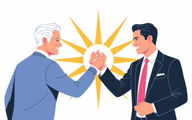Two joyful men share a moment of success with a fist bump, embodying camaraderie and teamwork in a professional setting, highlighting the power of collaboration and achievement.