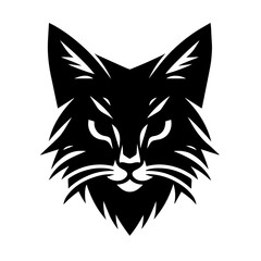  Black & white vector silhouette of a CAT on white background