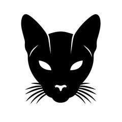  Black & white vector silhouette of a CAT on white background