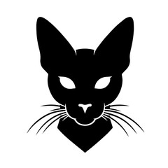  Black & white vector silhouette of a CAT on white background