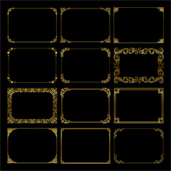 Fototapeta premium Elegant Gold Decorative Borders Set
