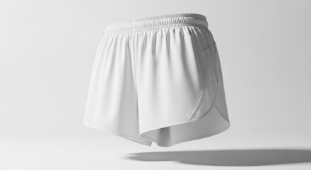 White Athletic Running Shorts Mockup Floating on Bright Background