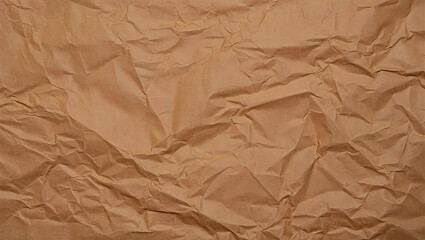 Crumpled brown paper texture background with wrinkles