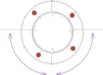 Fototapeta premium Minimalist architectural site analysis sun path chart isometric diagram showing solar movement, orientation arrows, and environmental design concept illustration