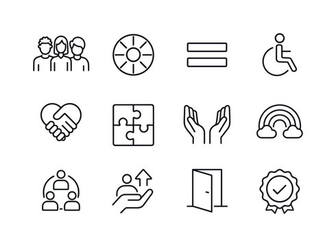 Diversity Icon Set. Diversity and inclusion. Line icon set of Di