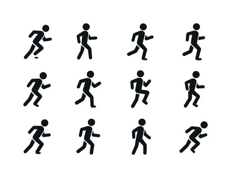 Running Posture Icons. Running postures. Solid icon set of Runni