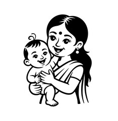 indian mother with a small child