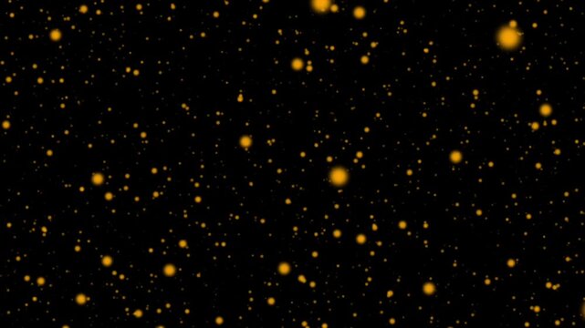 Blurred Golden circle pattern of Glowing Particles on Black Background.