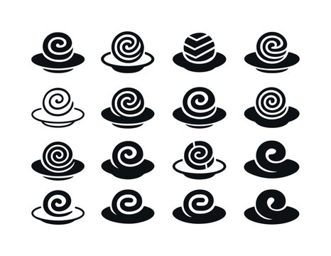 Pasta Logo Collection. Plate of pasta. Icon set. Set Logo of pla