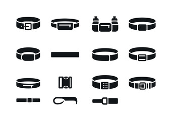 Sports Belts Icons. Sports Belts. Solid icon set of Sports Belts