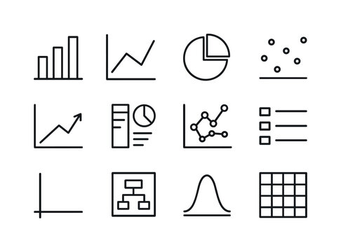 Data Visualization Icons. Data visualization. Line icon set of D
